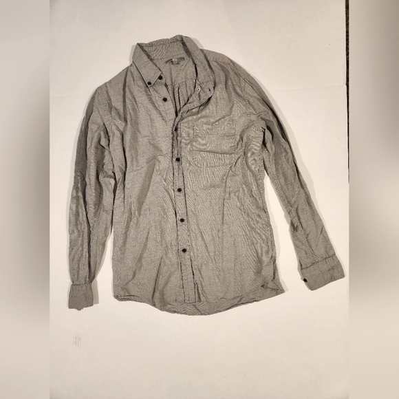 Uniqlo Light Grey Chambray Button Down Oxford Long Sleeve Work Dress Shirt Large - Picture 1 of 5